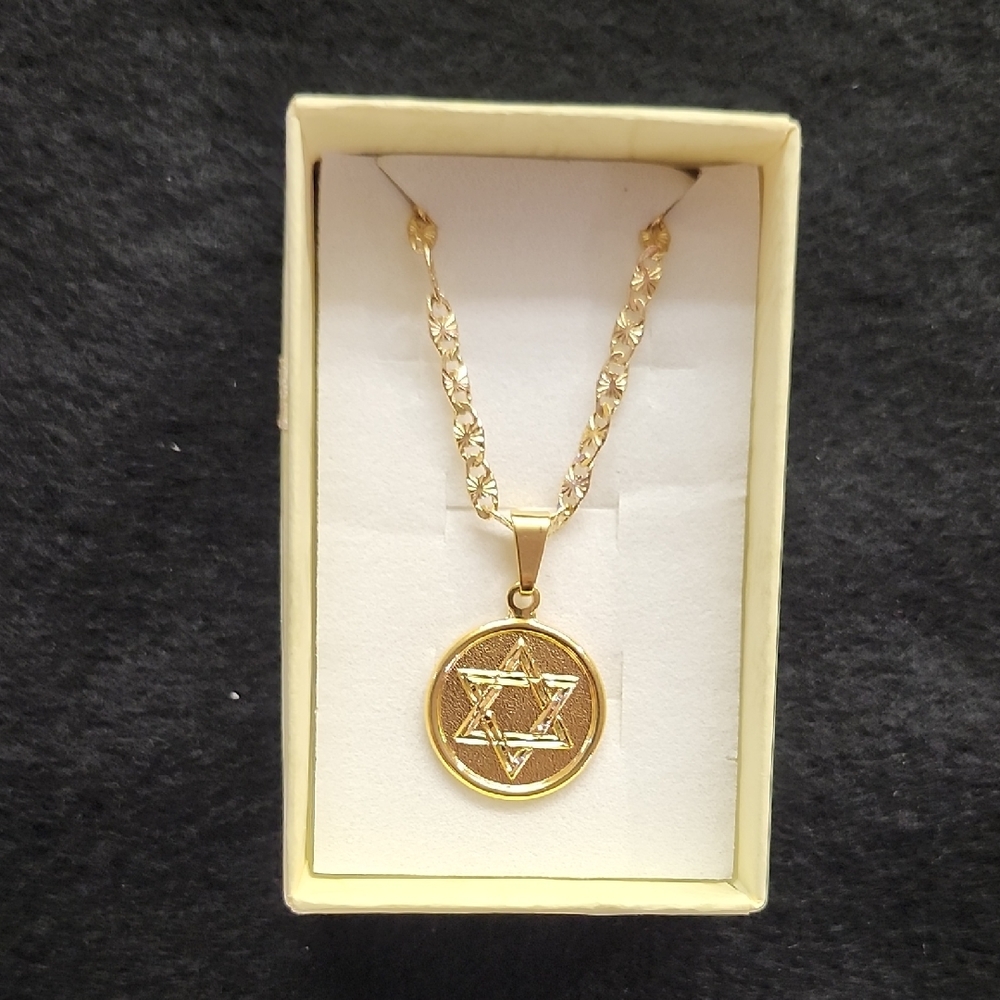 Gold Star of David Pendant Necklace